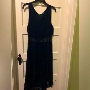 Navy blue sheer and lace elegant dress